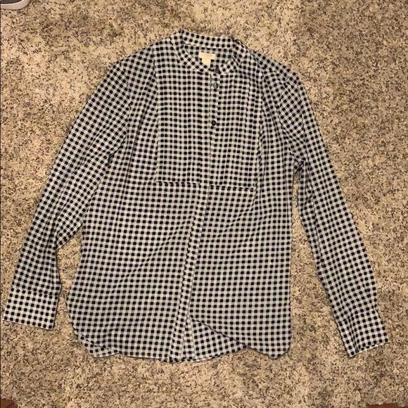 JCrew Black white plaid button down blouse Size S - Picture 1 of 8